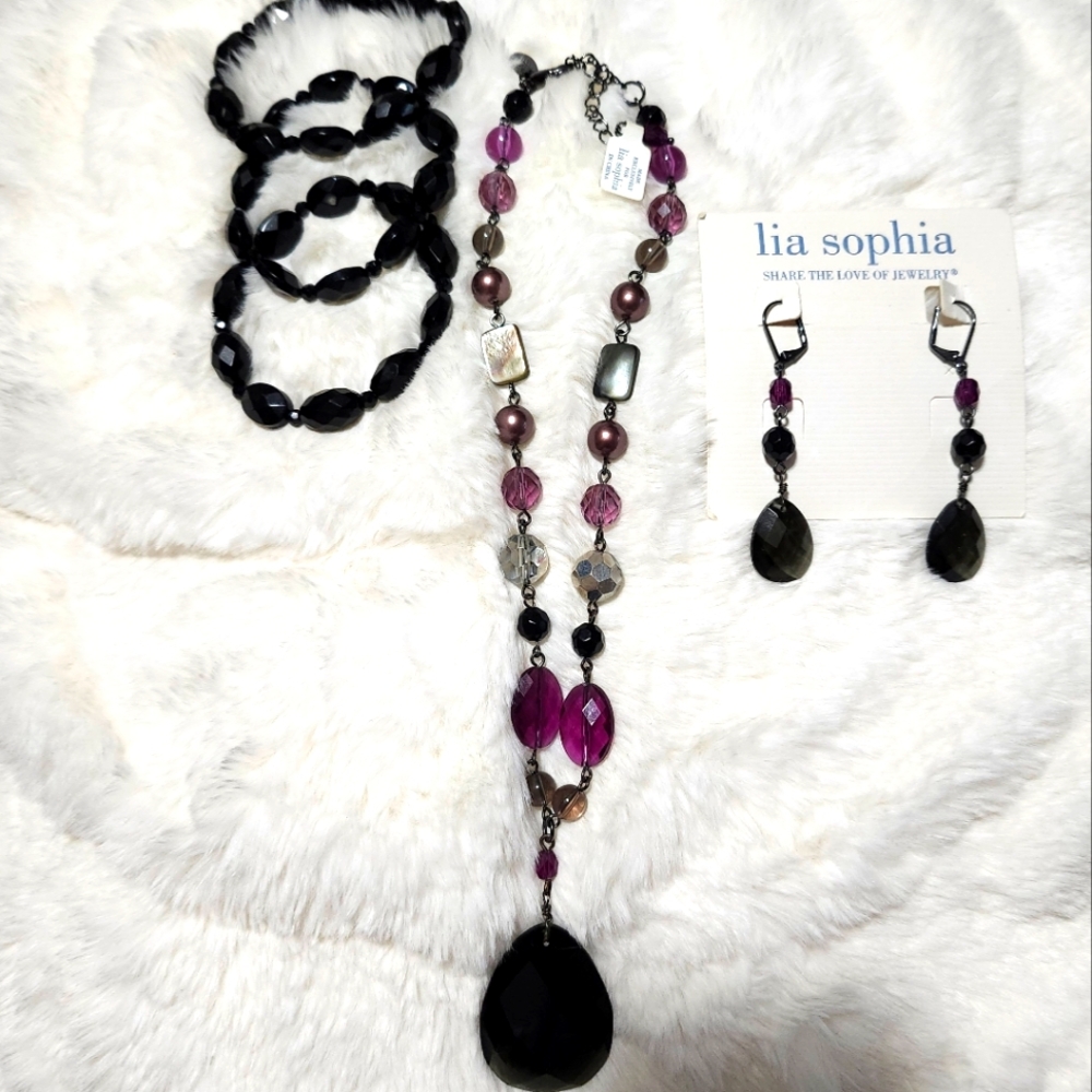 Lia Sophia necklace and earrings, bracelets
